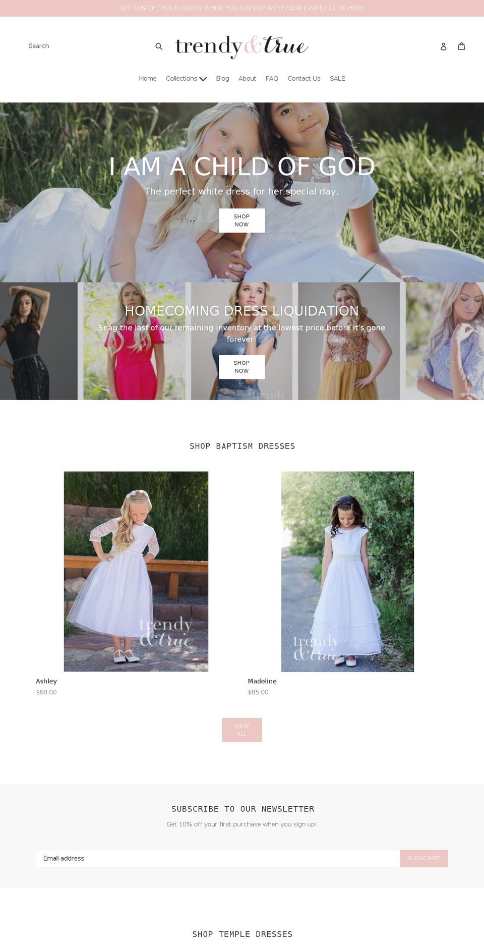 ldsbaptismdresses.com — Shopify storefront screenshot