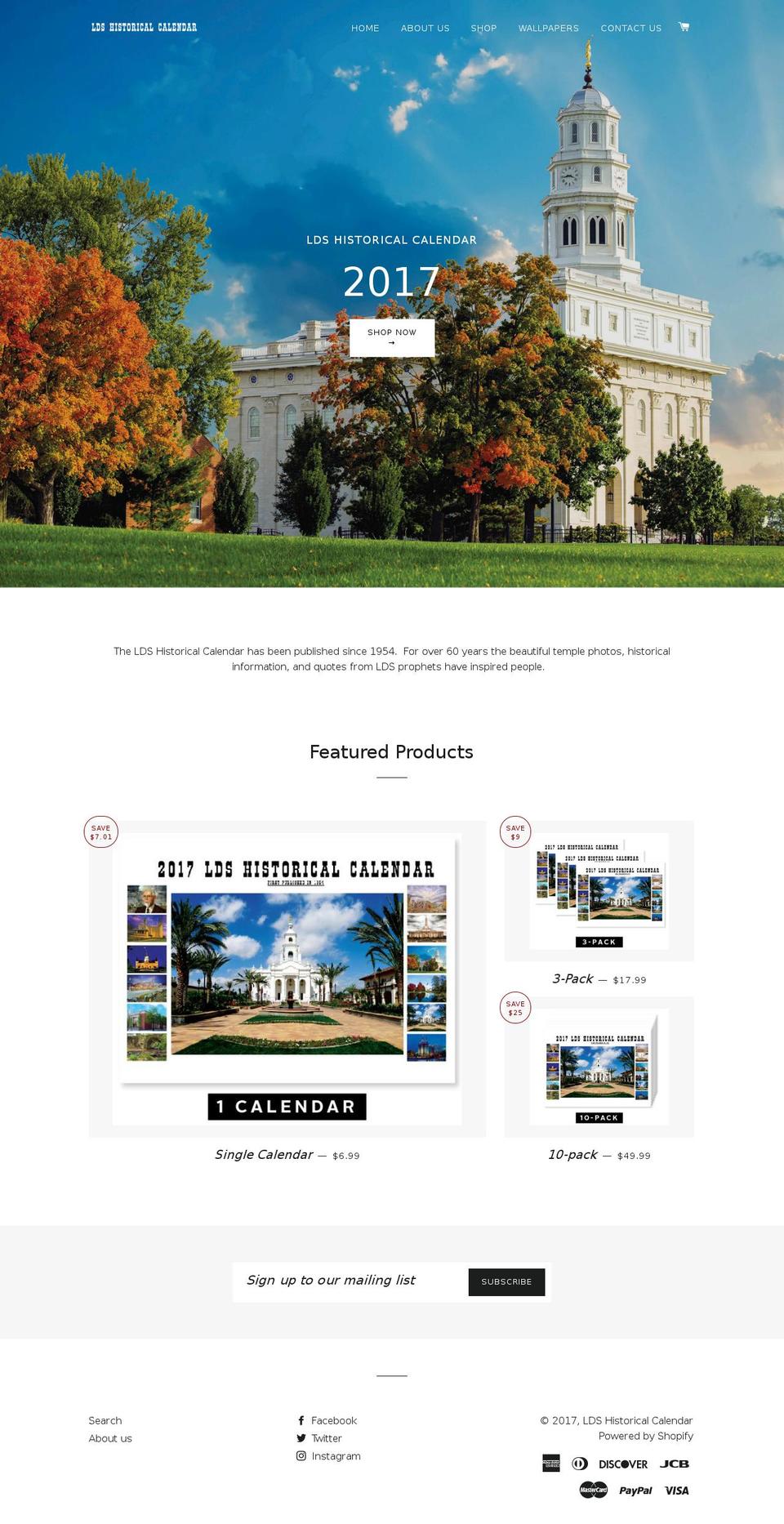 ldscalendar.com shopify website screenshot