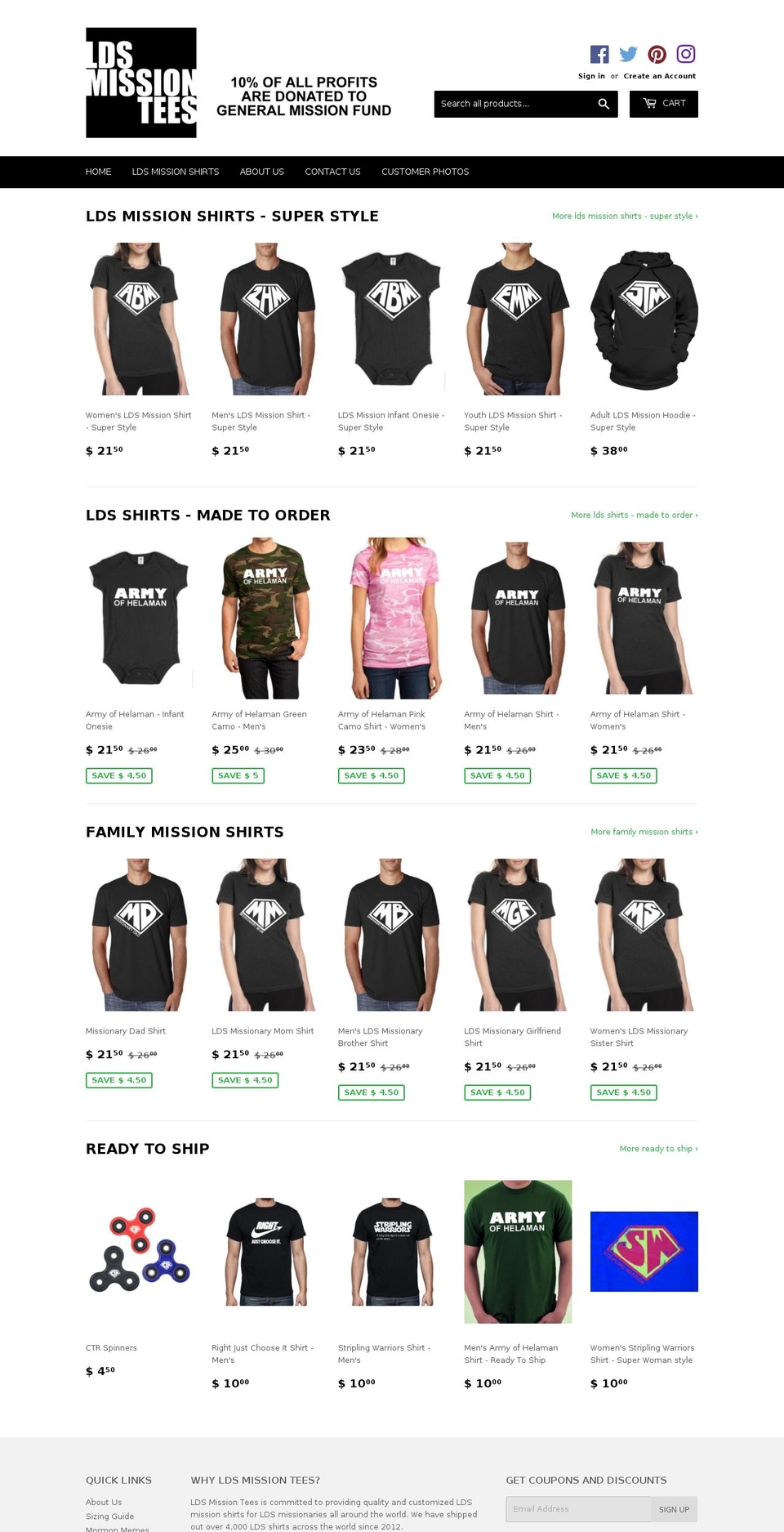 ecomprofitmasterclasstheme Shopify theme site example ldsmissiontees.com