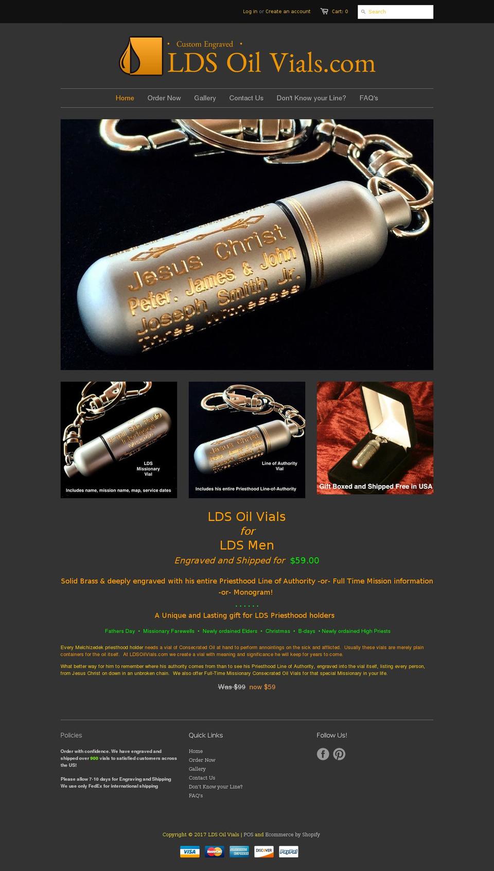 ldsoilvials.com shopify website screenshot