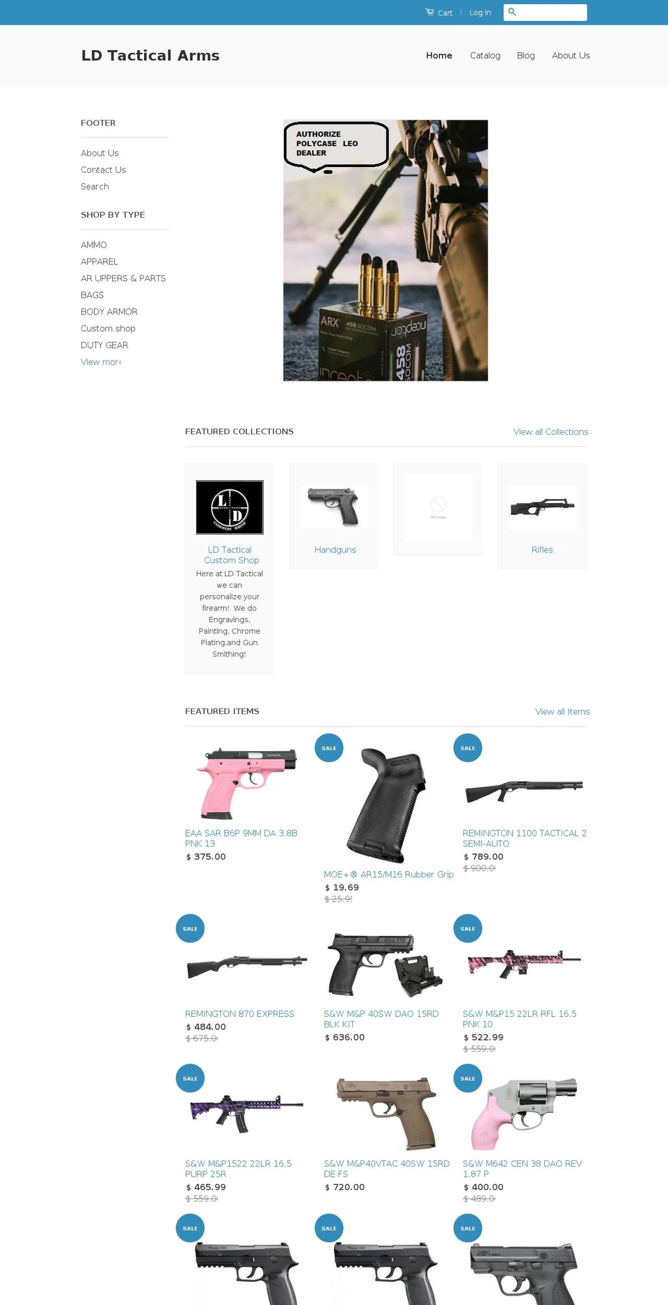 ldtacticalarms.com shopify website screenshot