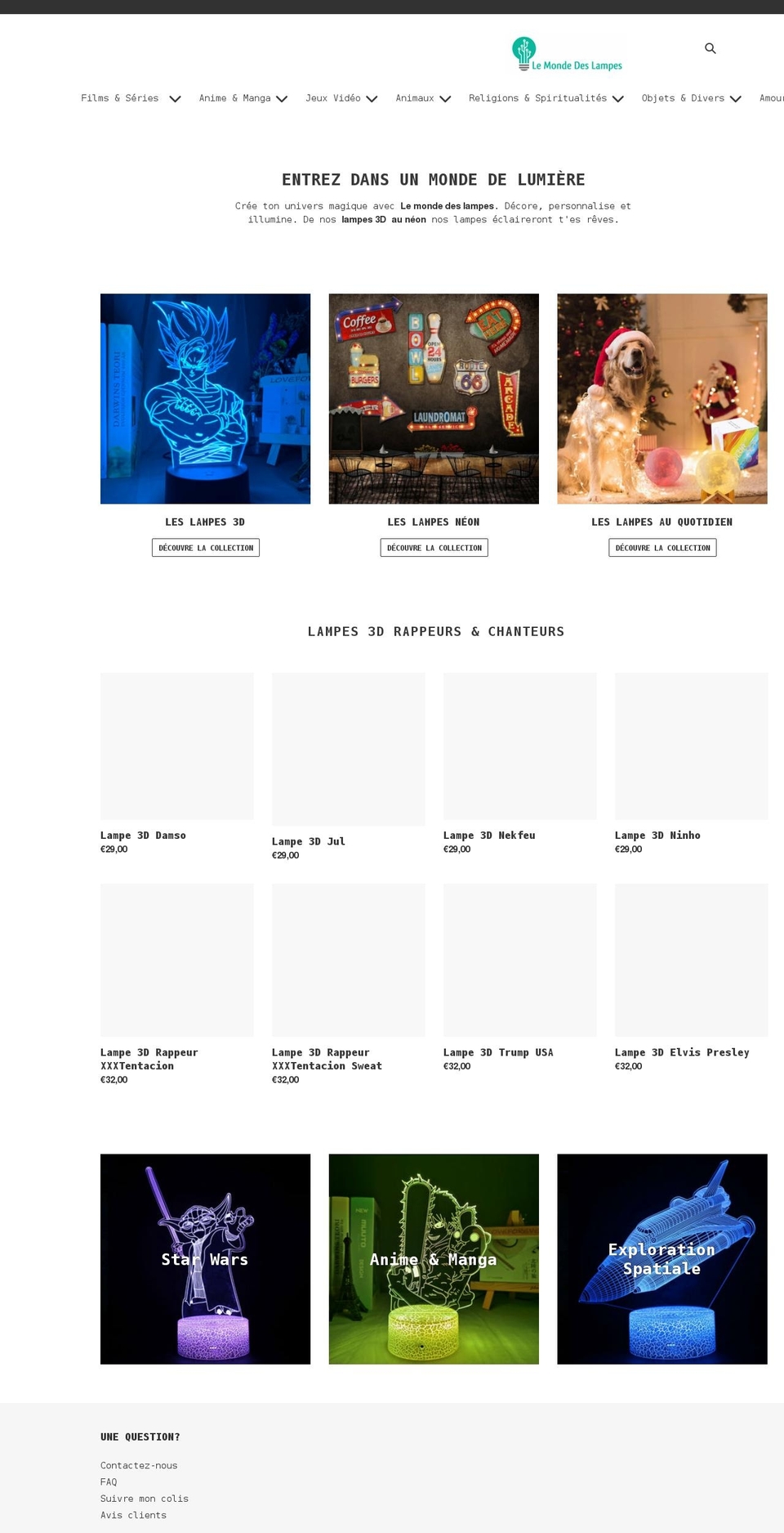 le-monde-des-lampes.com shopify website screenshot