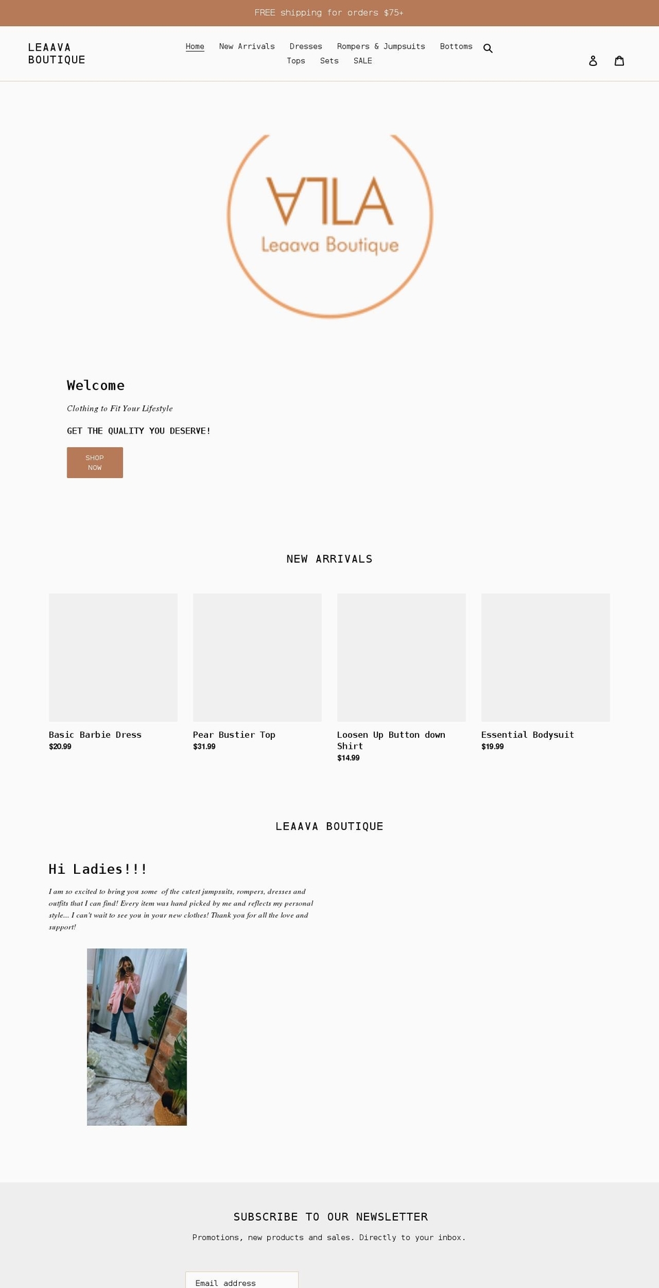 leaavaboutique.com shopify website screenshot