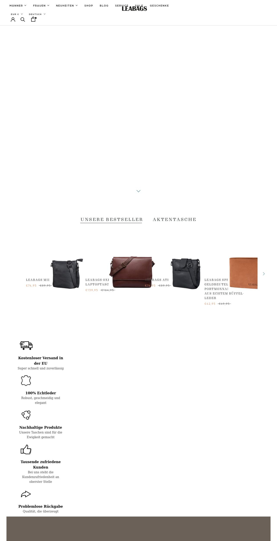 leabags.com shopify website screenshot