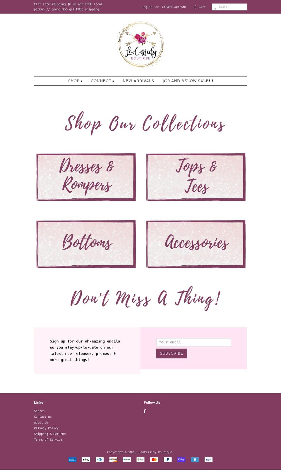 leacassidyboutique.com shopify website screenshot