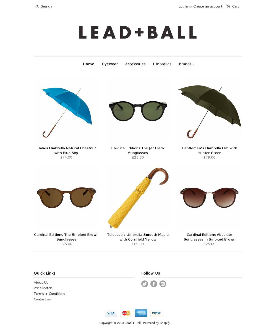 leadandball.co.uk shopify website screenshot