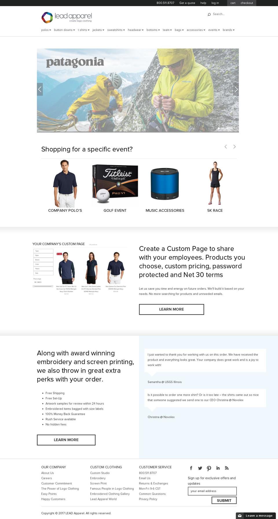 leadclothing.com shopify website screenshot