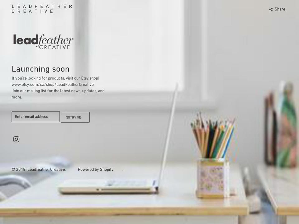 Pre-launch Shopify theme site example leadfeathercreative.com