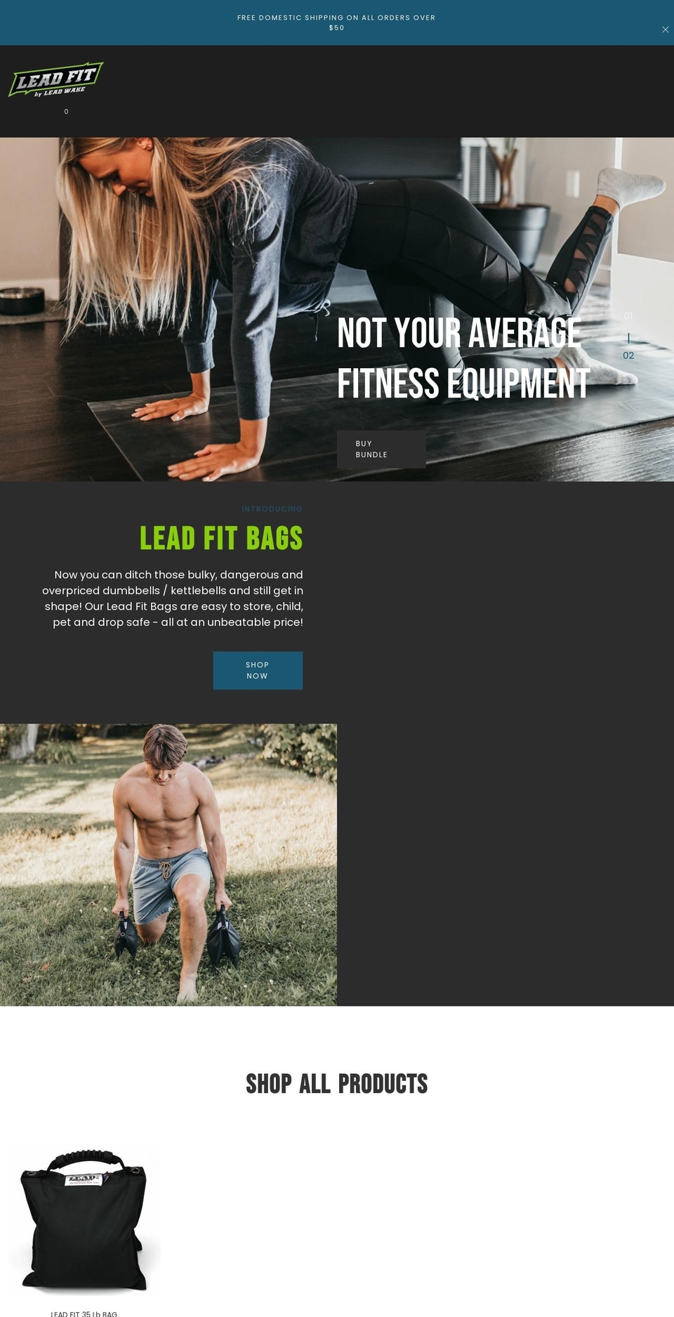 leadfitbags.com shopify website screenshot