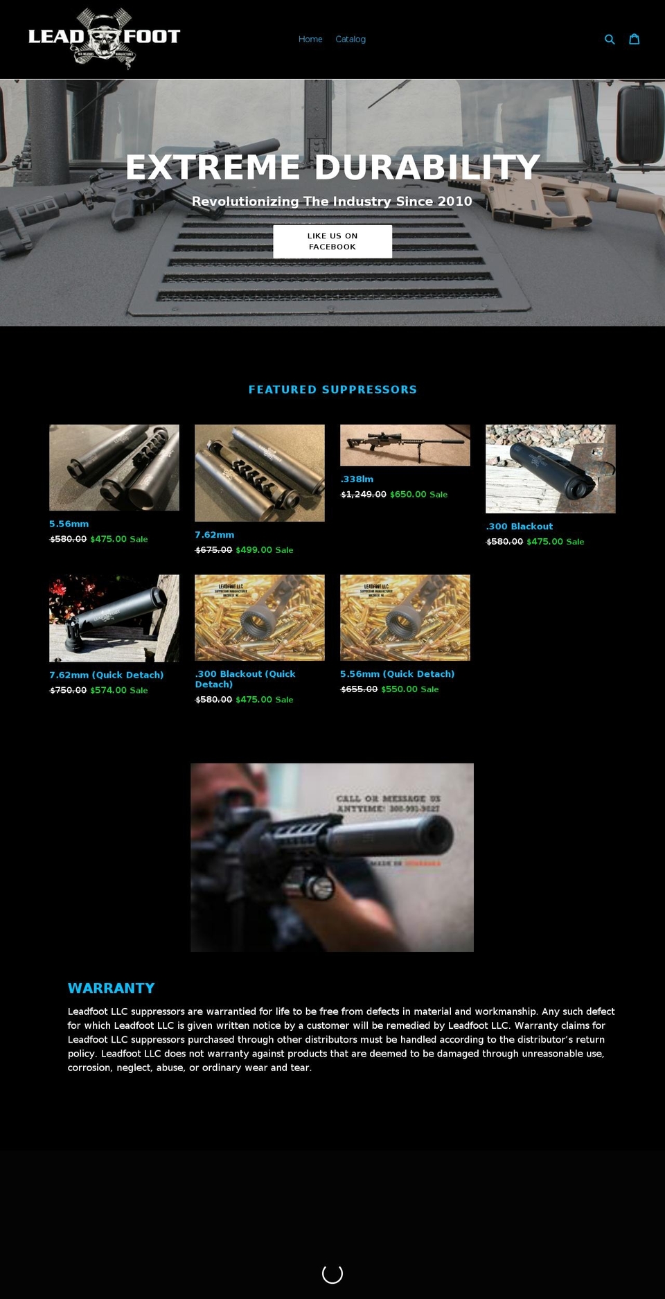leadfootsilencers.com shopify website screenshot