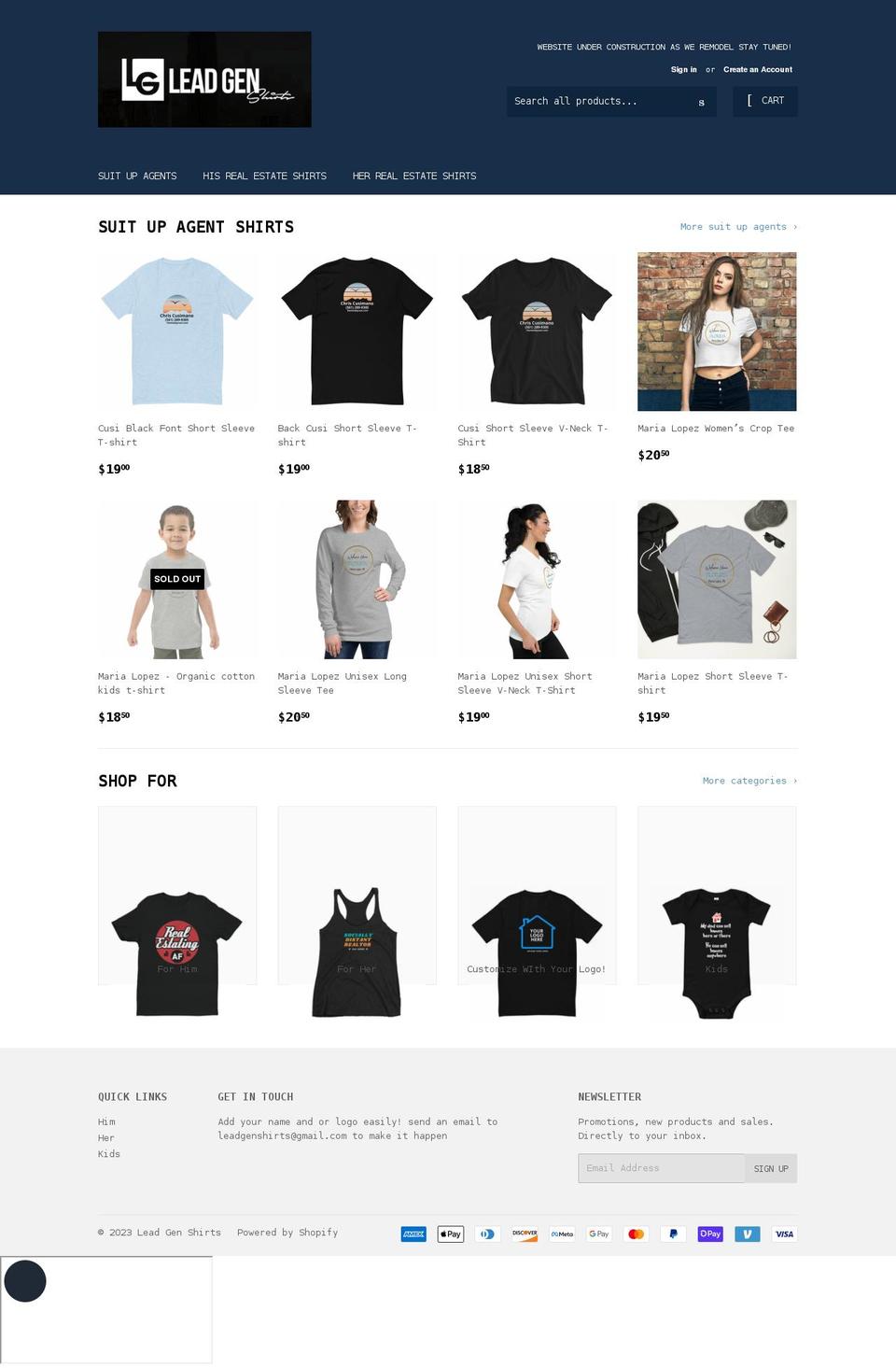 leadgenshirts.com — Shopify storefront screenshot