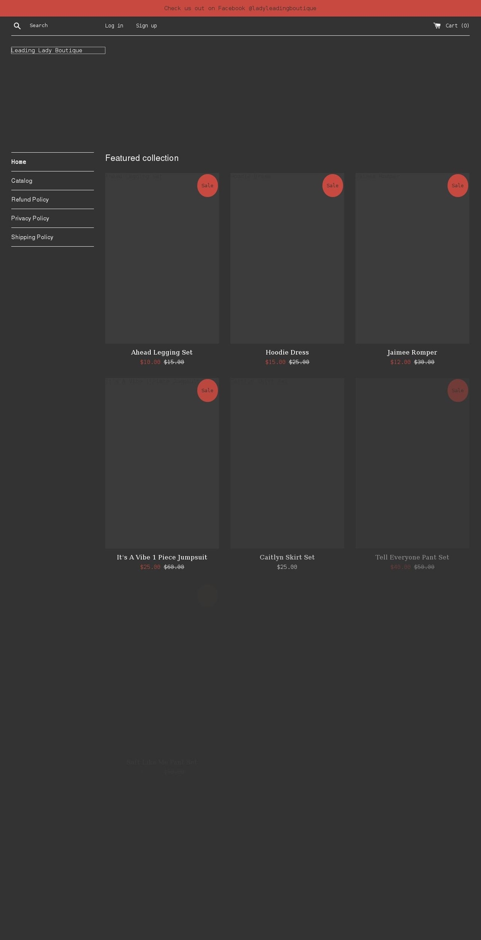 leading-lady-boutique.com shopify website screenshot