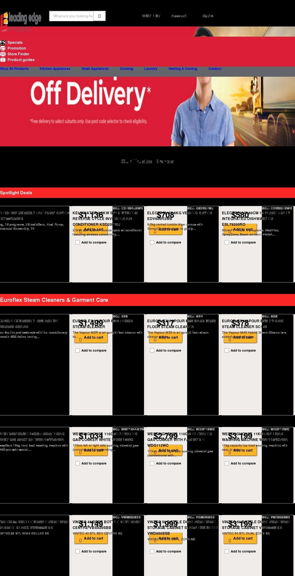 leadingedgeappliances.com.au shopify website screenshot