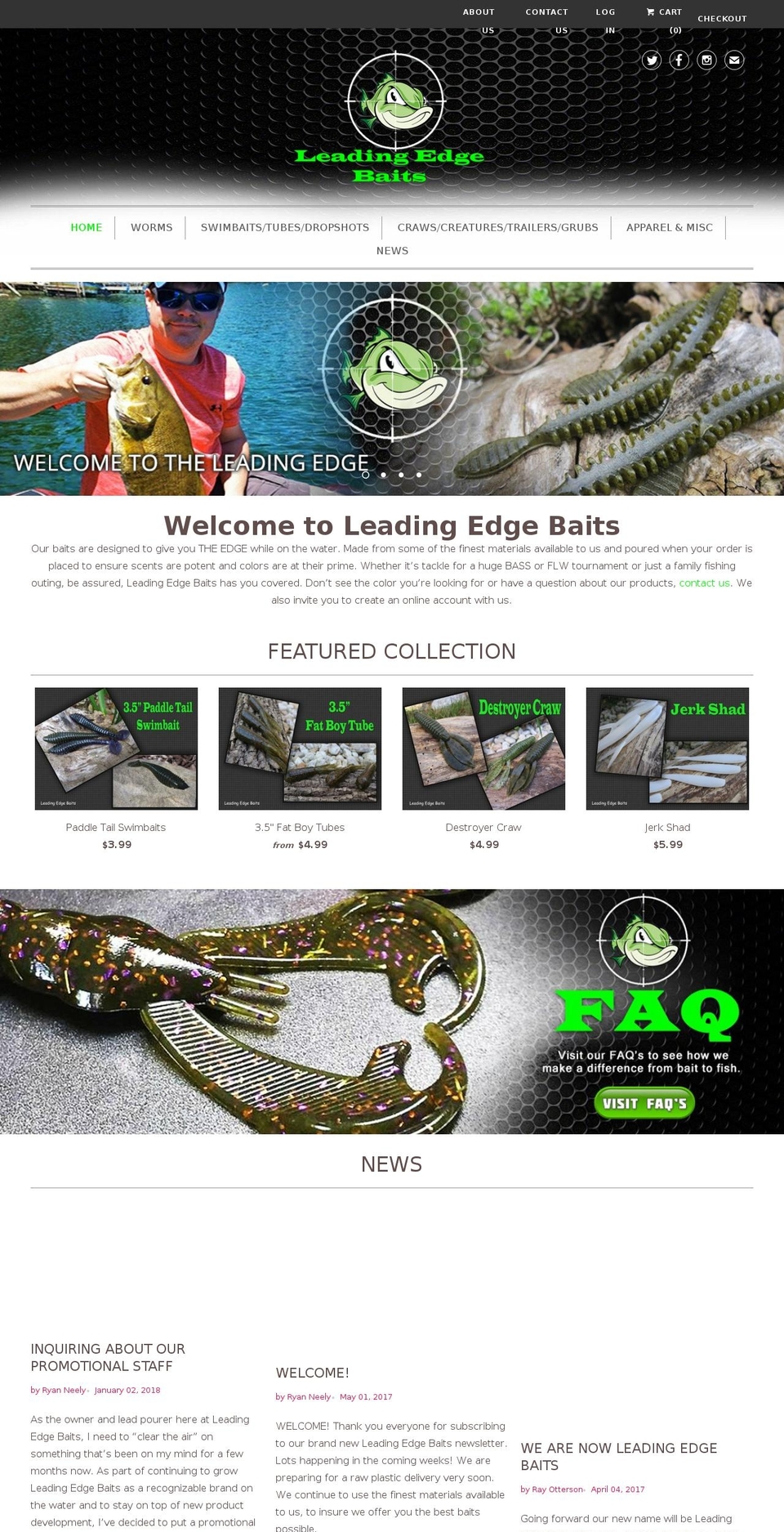 leadingedgebaits.com — Shopify storefront screenshot