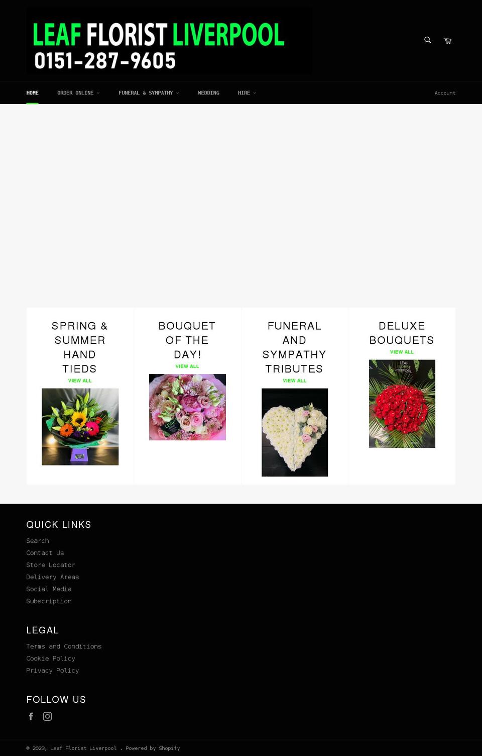 leaffloristliverpool.com shopify website screenshot