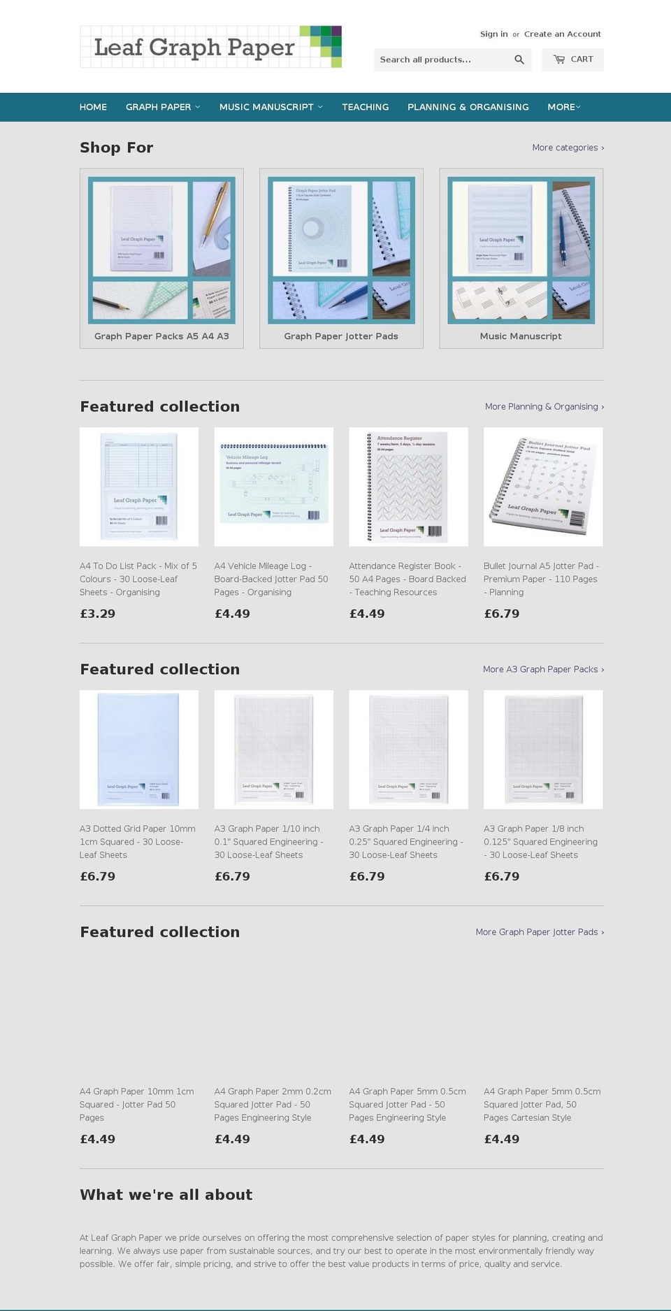 leafgraphpaper.com — Shopify storefront screenshot