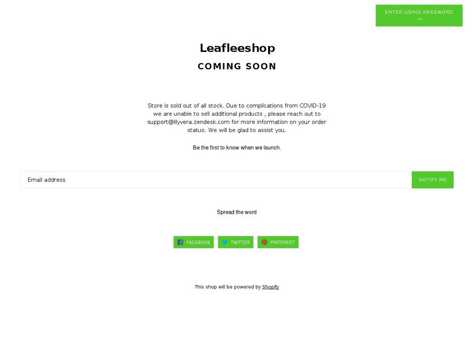 leafleeshop.myshopify.com shopify website screenshot