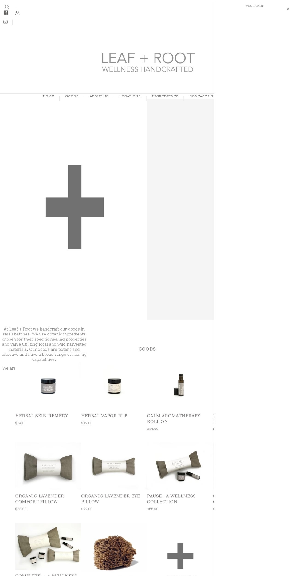 leafplusroot.com shopify website screenshot