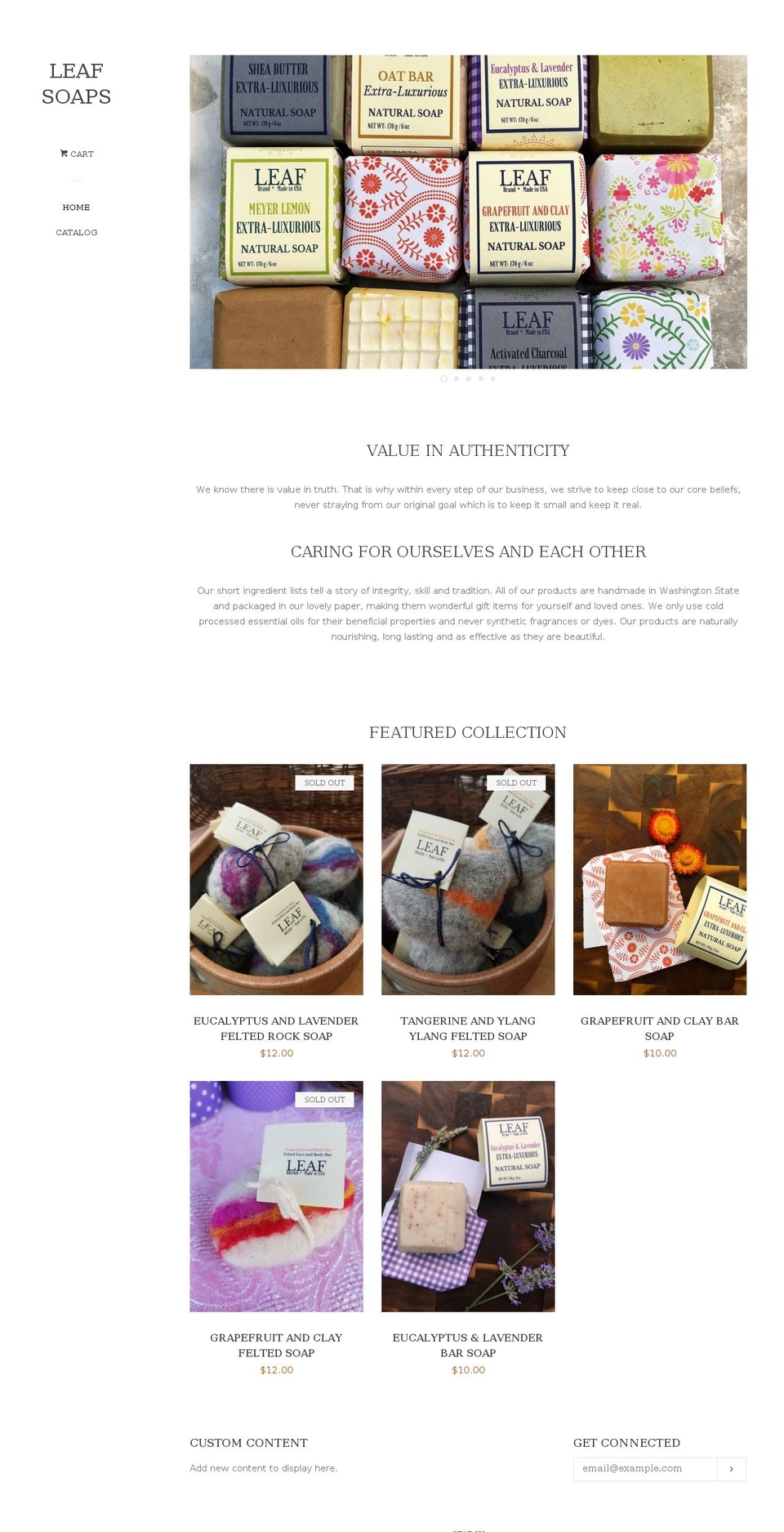 leafsoaps.com — Shopify storefront screenshot