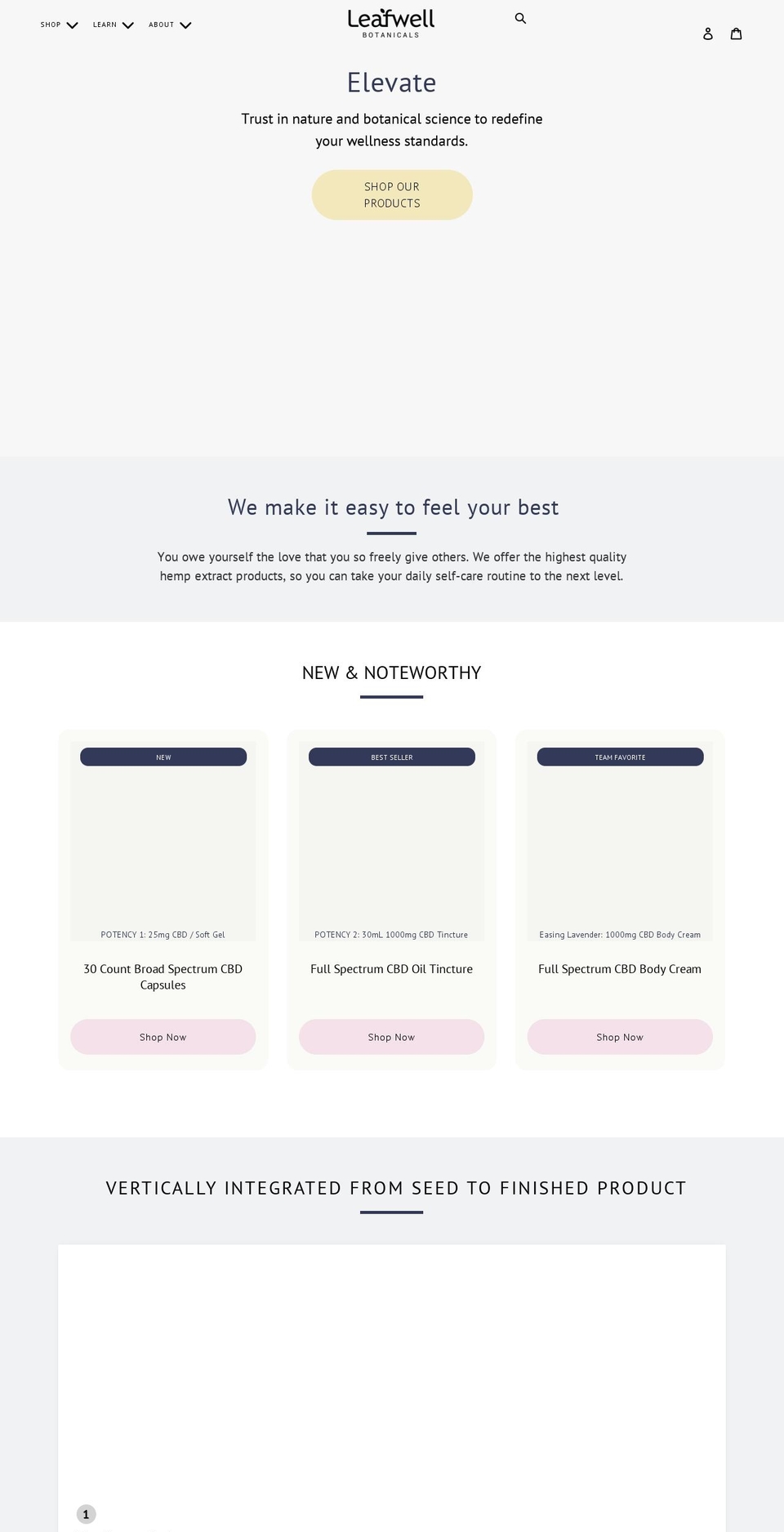 leafwellbotanicals.com shopify website screenshot