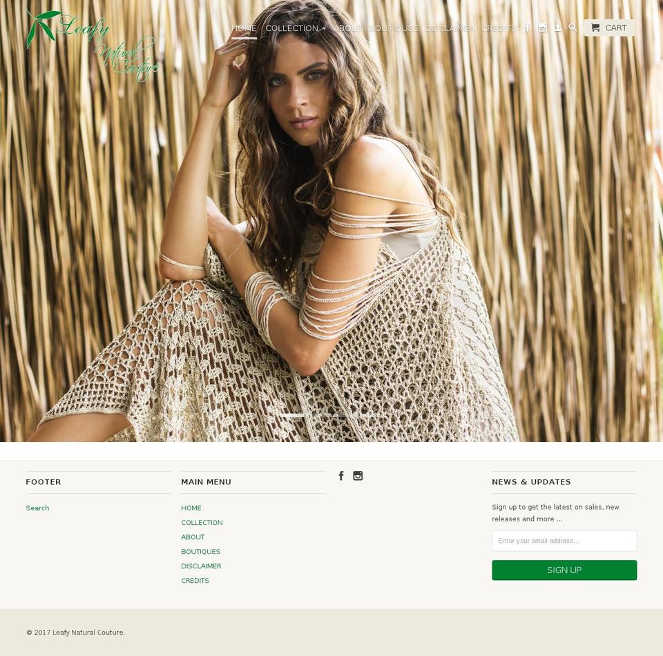 leafynaturalcouture.com shopify website screenshot