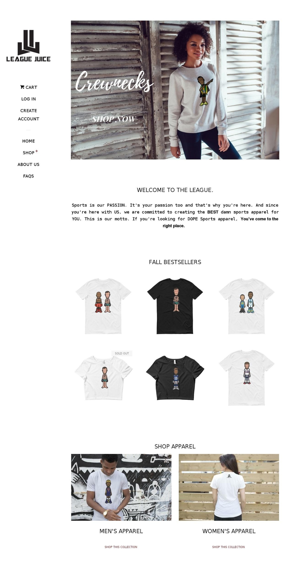 leaguejuice.com — Shopify storefront screenshot