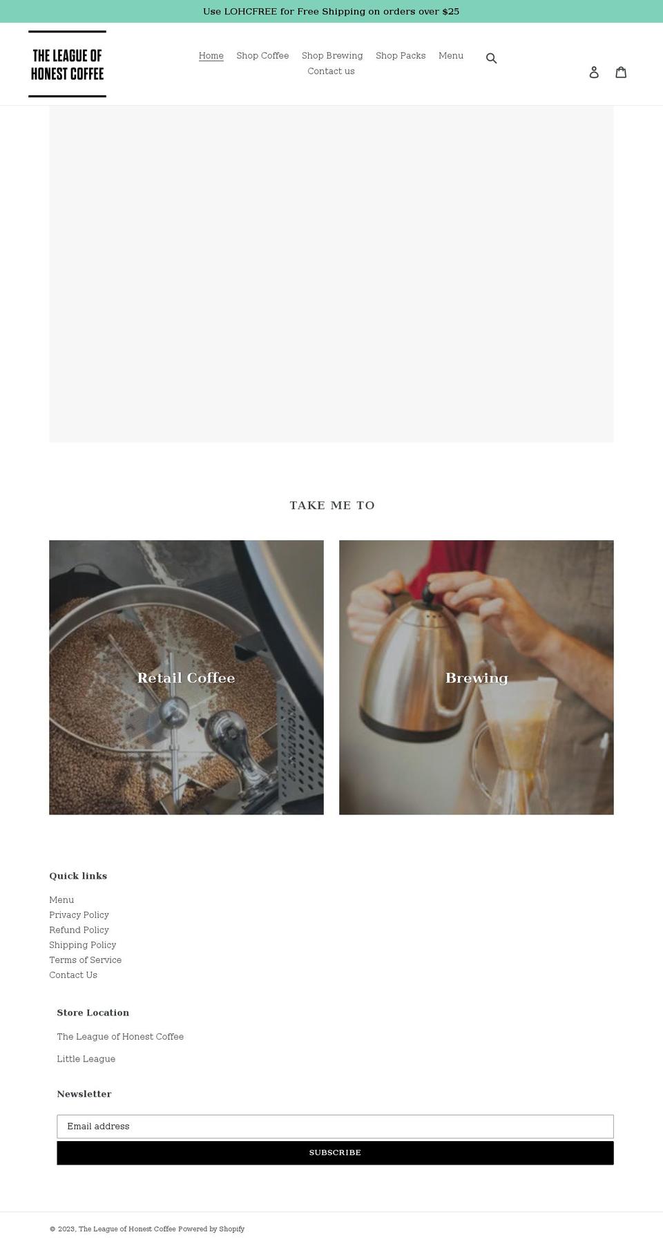 leagueofhonestcoffee.com.au shopify website screenshot