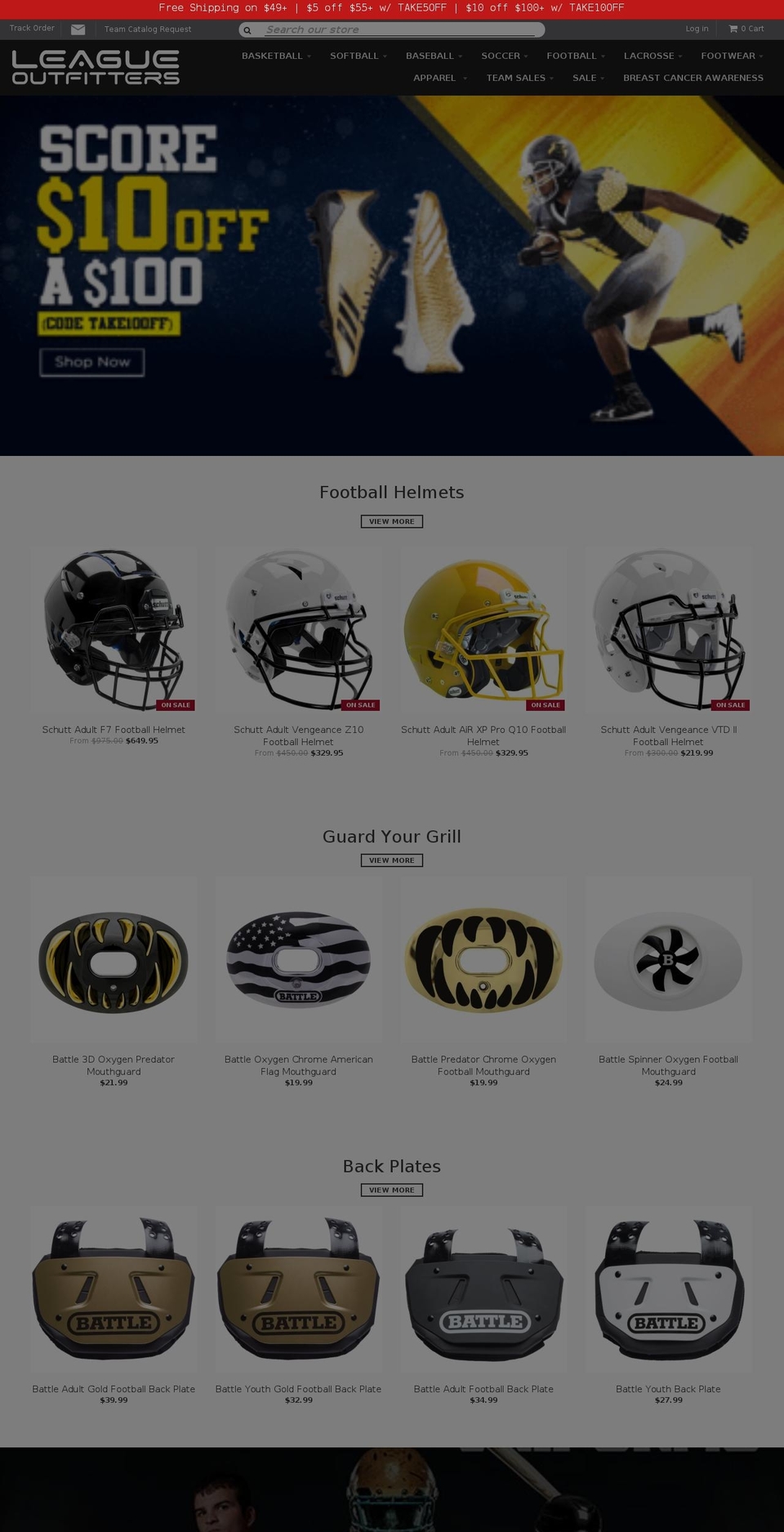 leagueoutfitter.biz shopify website screenshot