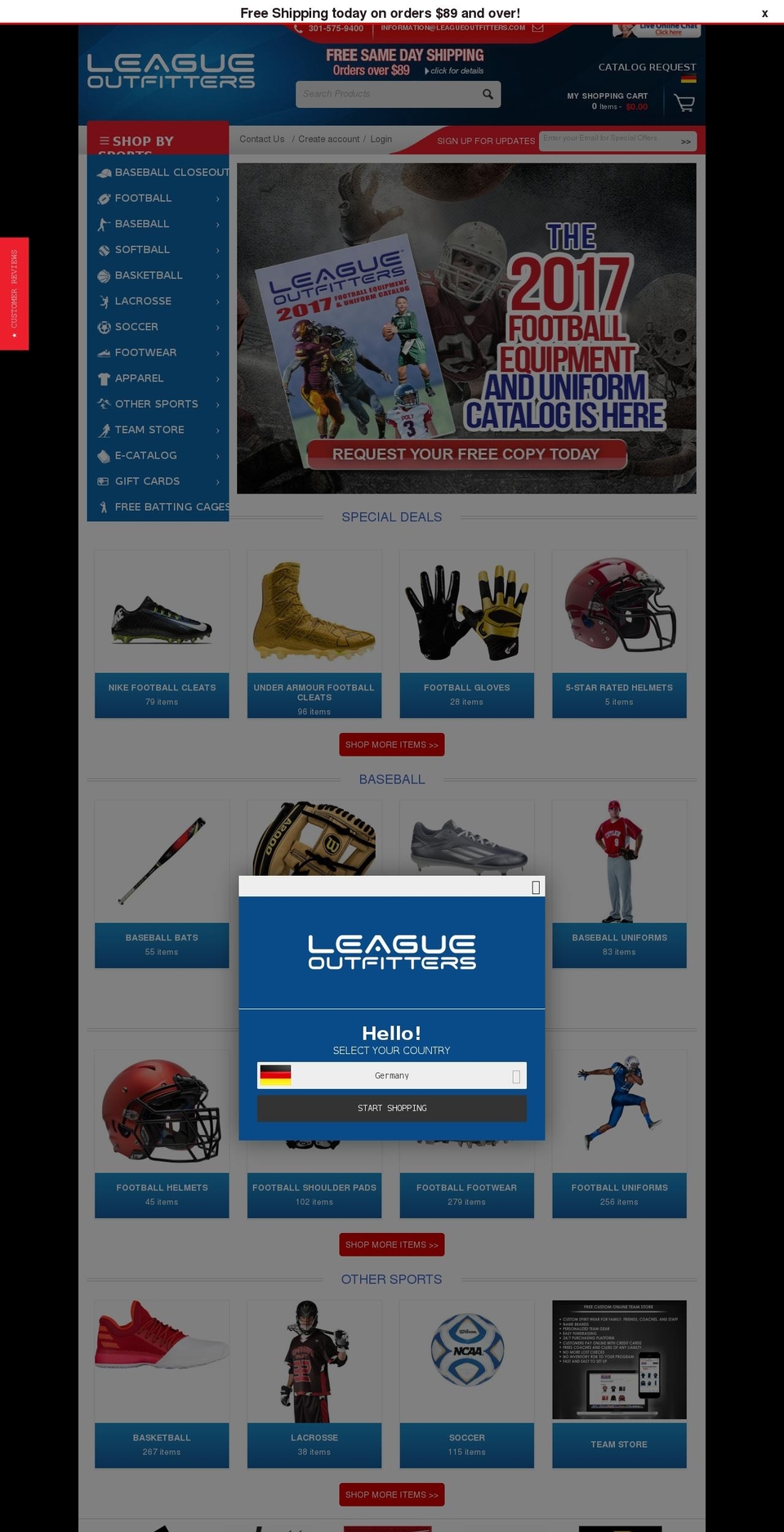 leagueoutfitter.com shopify website screenshot