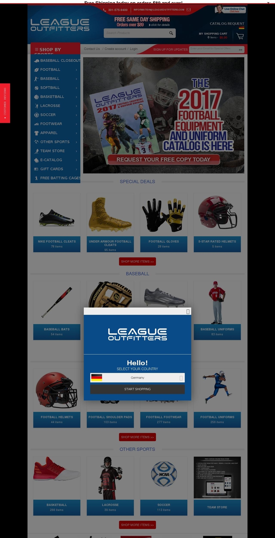 leagueoutfitter.net shopify website screenshot