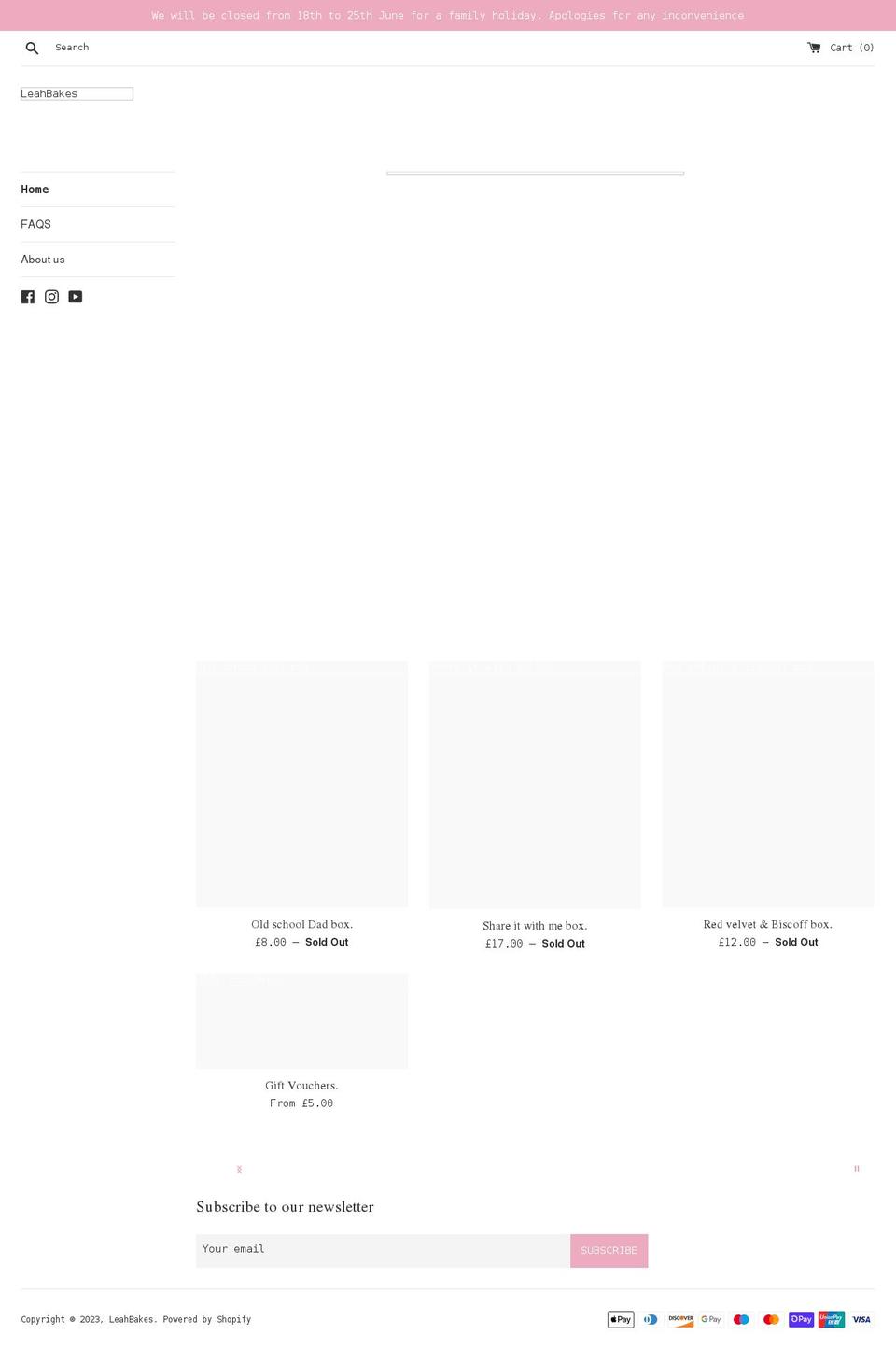 leahbakesx.com shopify website screenshot