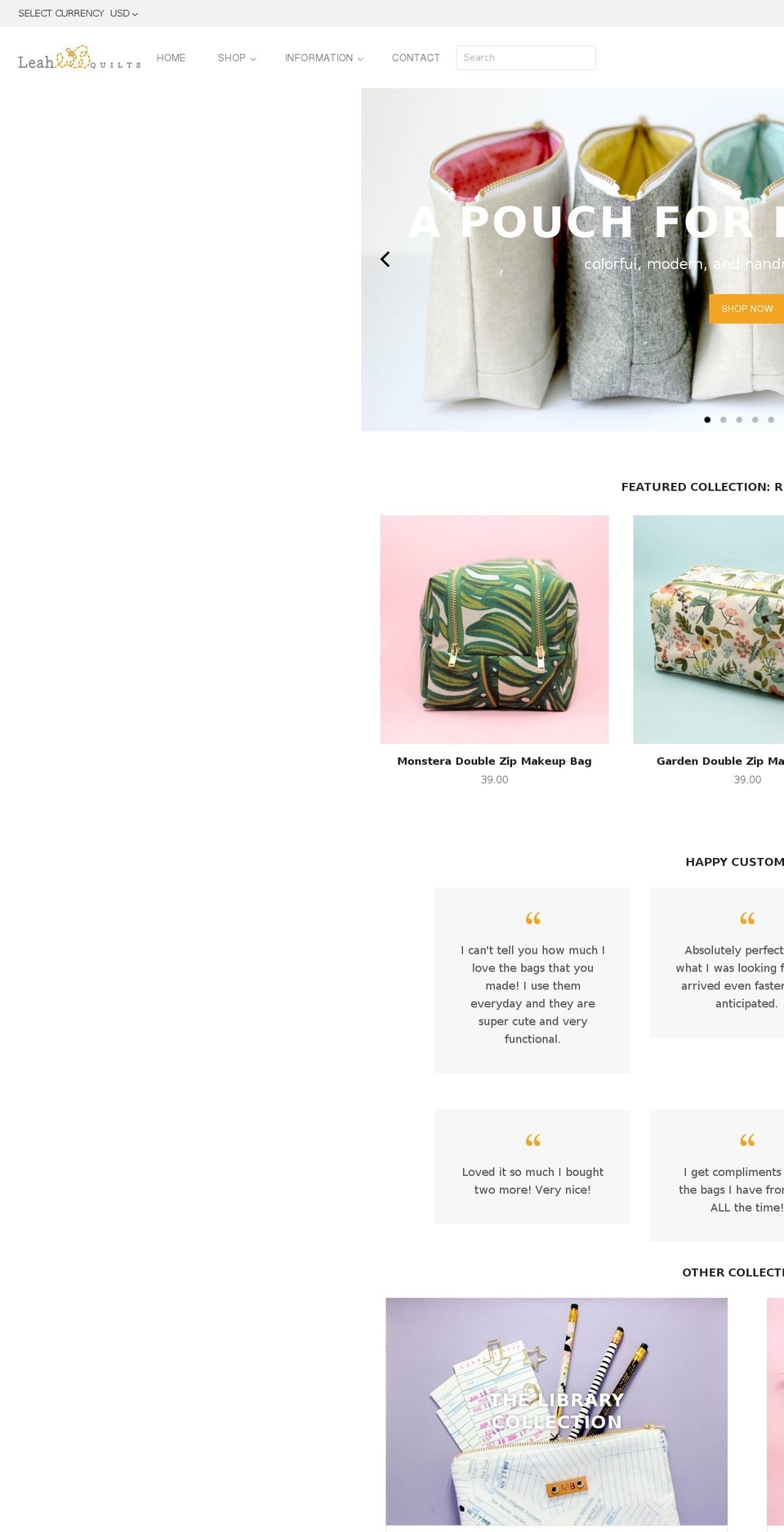leahbeequilts.com — Shopify storefront screenshot