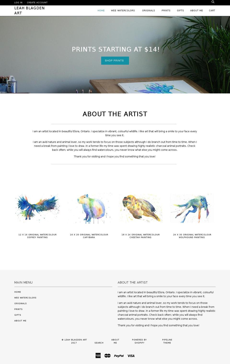 leahblagden.com shopify website screenshot