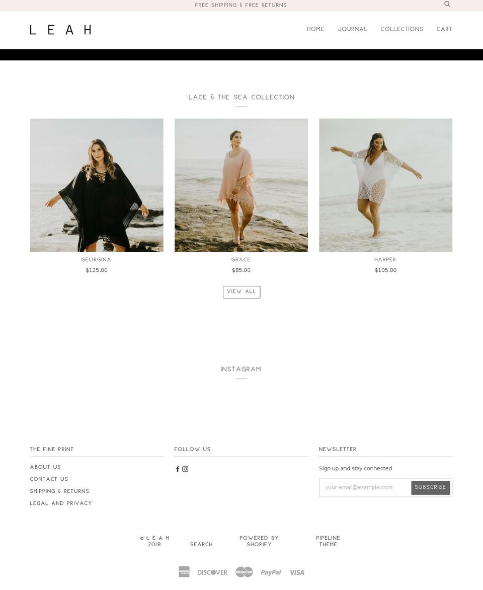 leahcalifornia.com — Shopify storefront screenshot