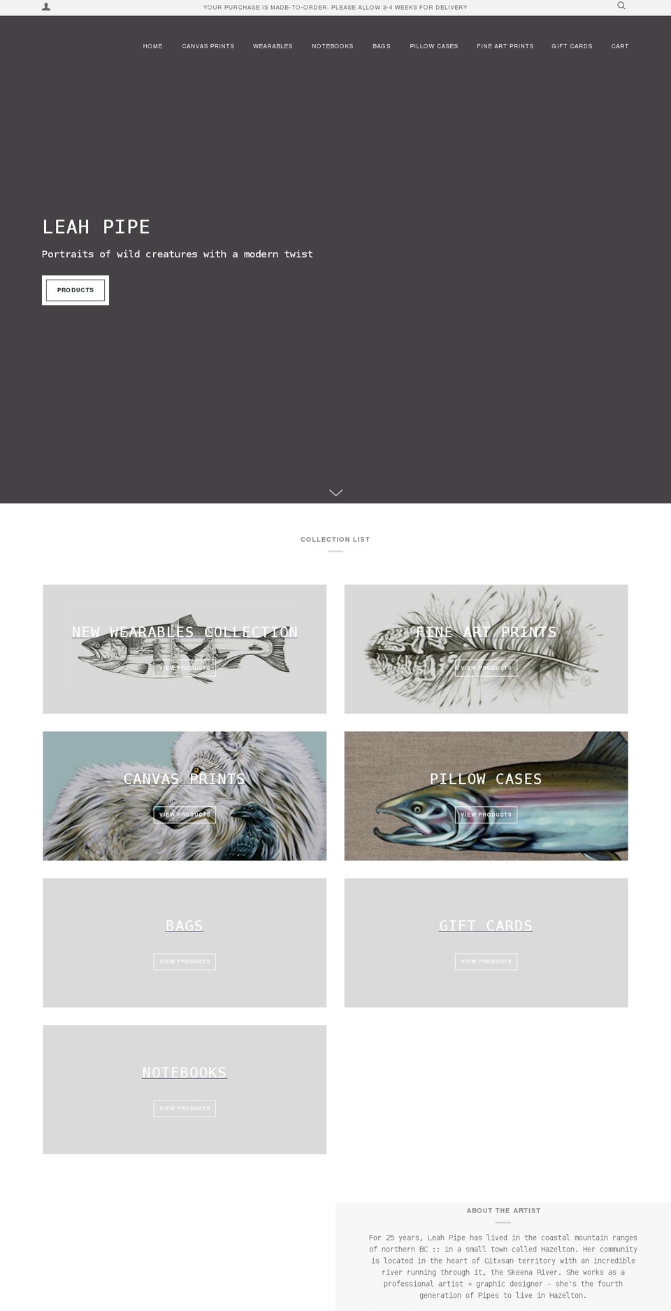 leahpipe.com shopify website screenshot