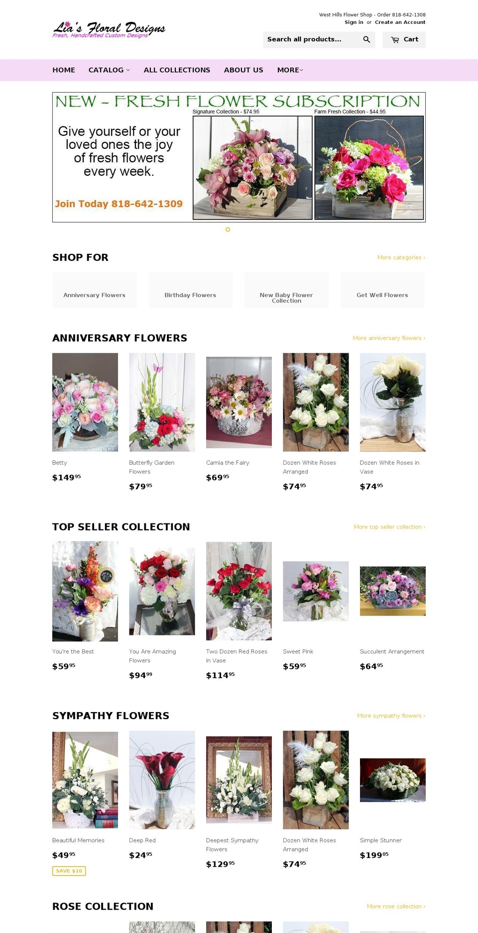 leahsflowers.com shopify website screenshot