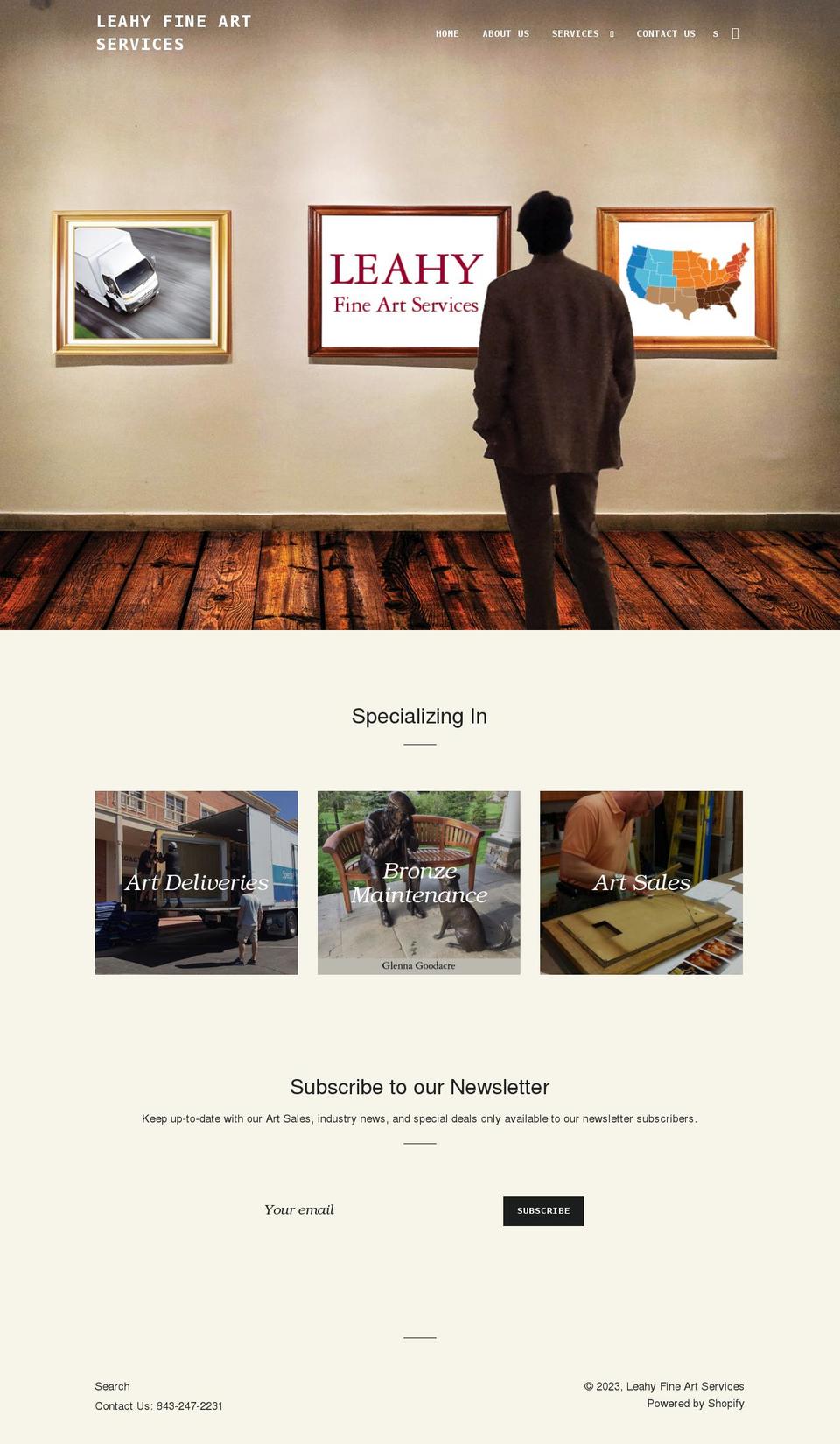 leahyfineartservices.com — Shopify storefront screenshot