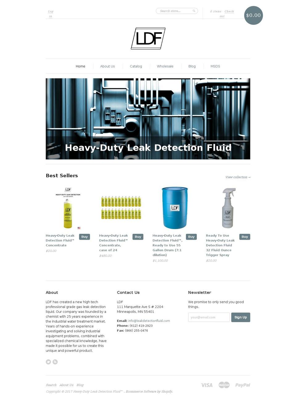 leakdetectionfluid.com shopify website screenshot