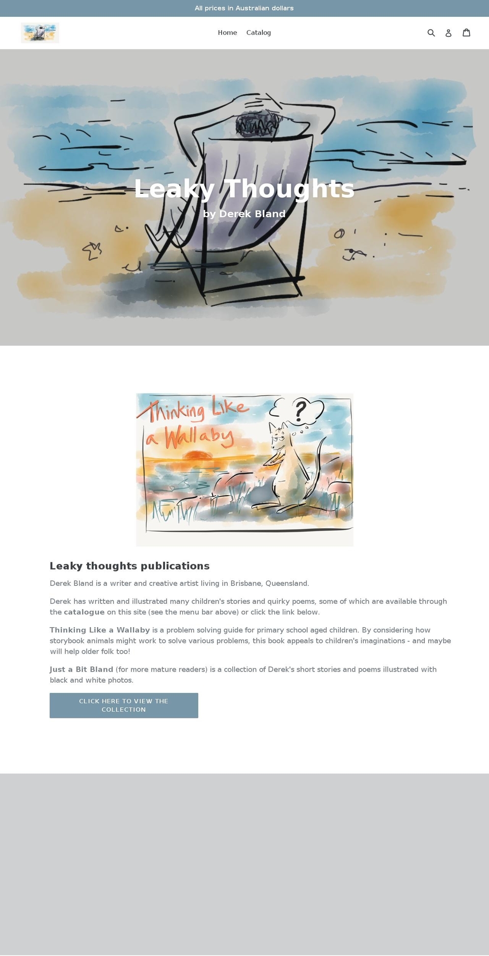 leakythoughts.com shopify website screenshot