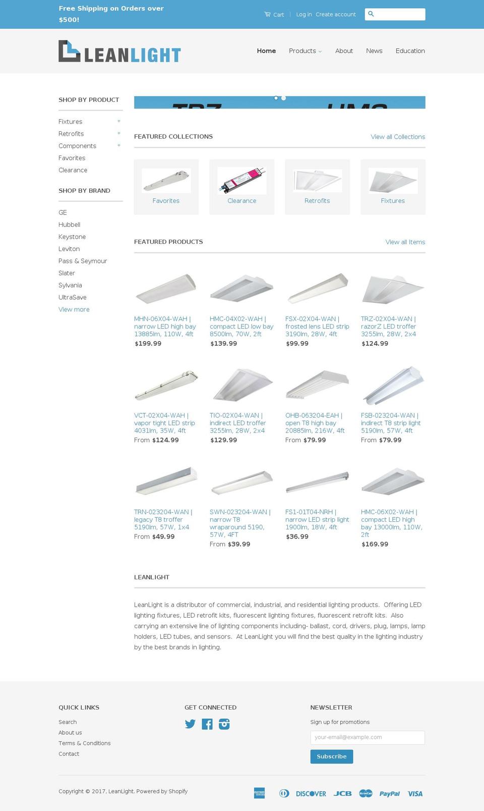 lean-light.com shopify website screenshot