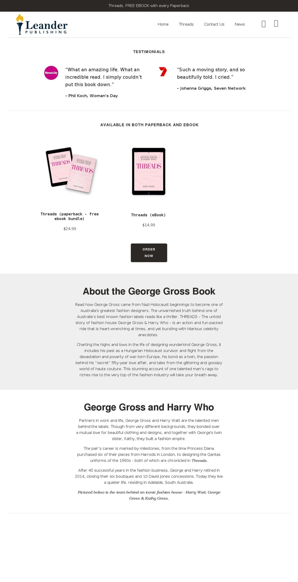 leanderpublishing.com shopify website screenshot