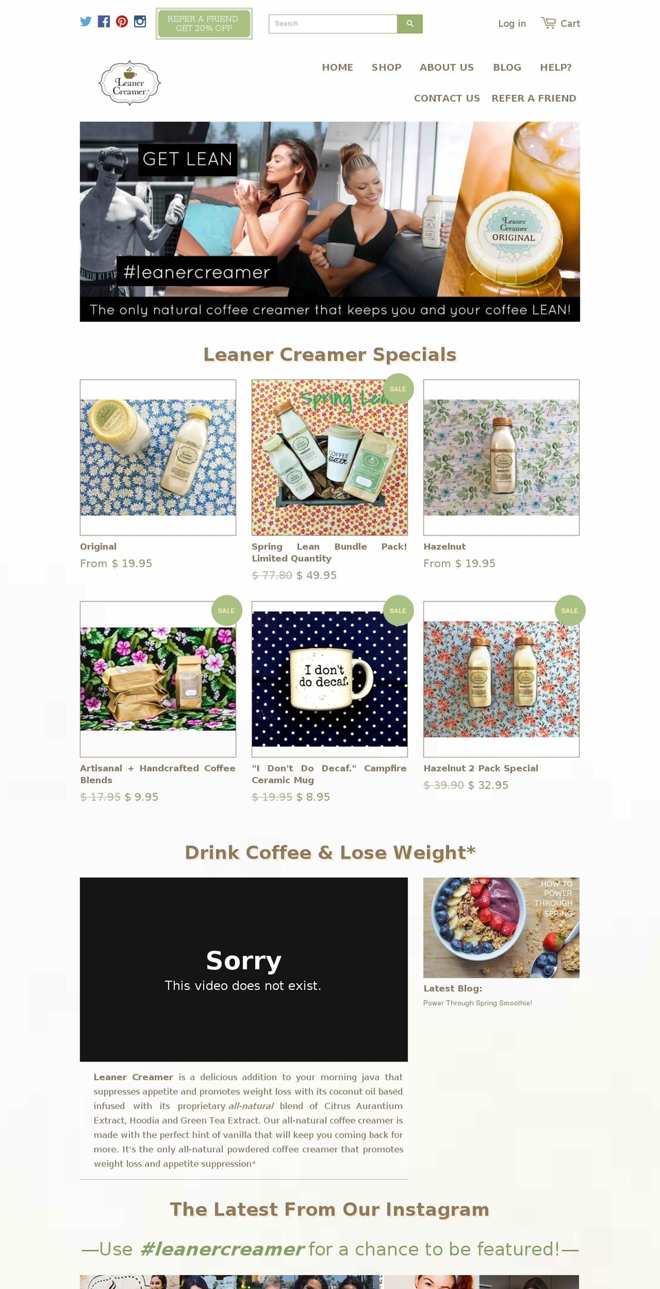 leanercreamer.com shopify website screenshot
