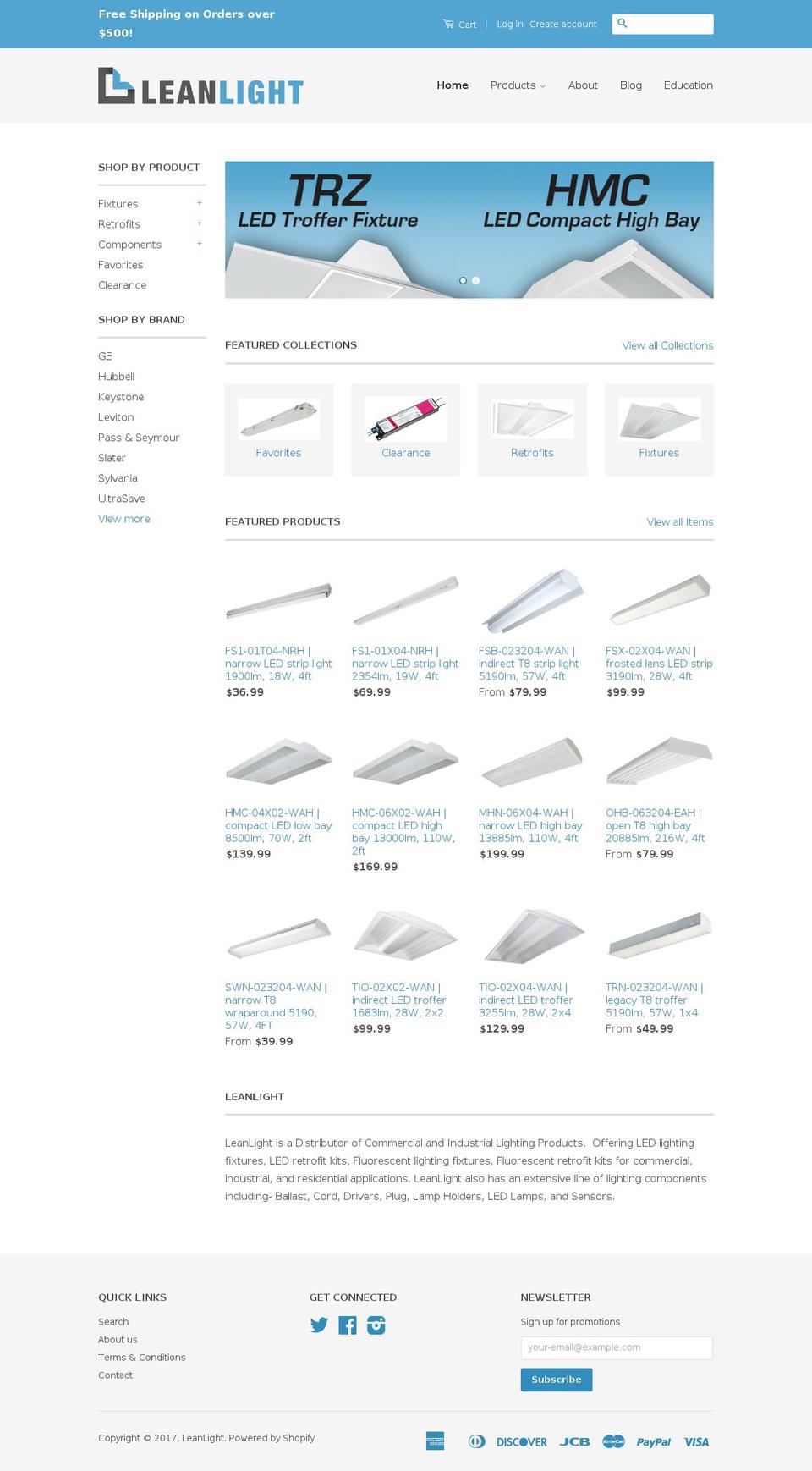leanlight.com shopify website screenshot