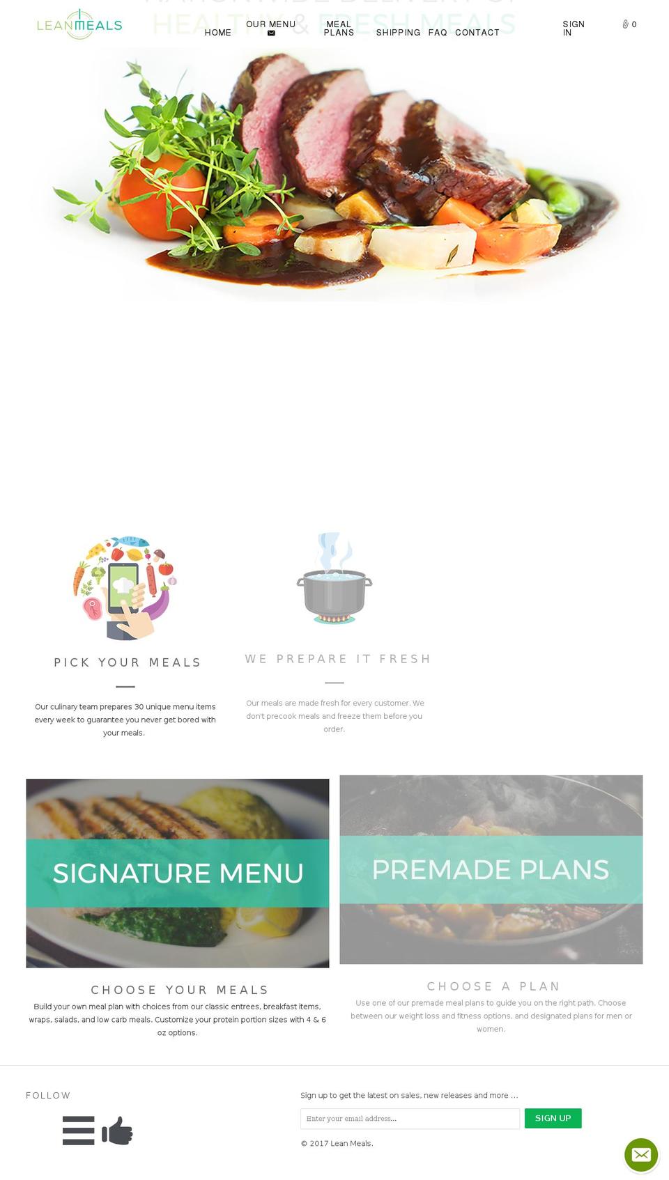 leanmeals.com shopify website screenshot