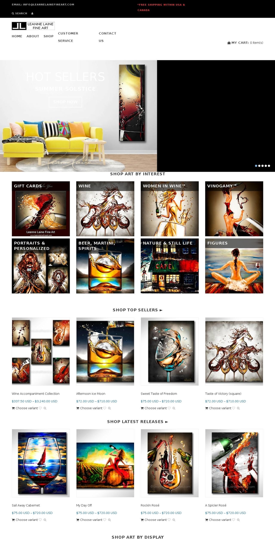 leannelainefineart.com shopify website screenshot