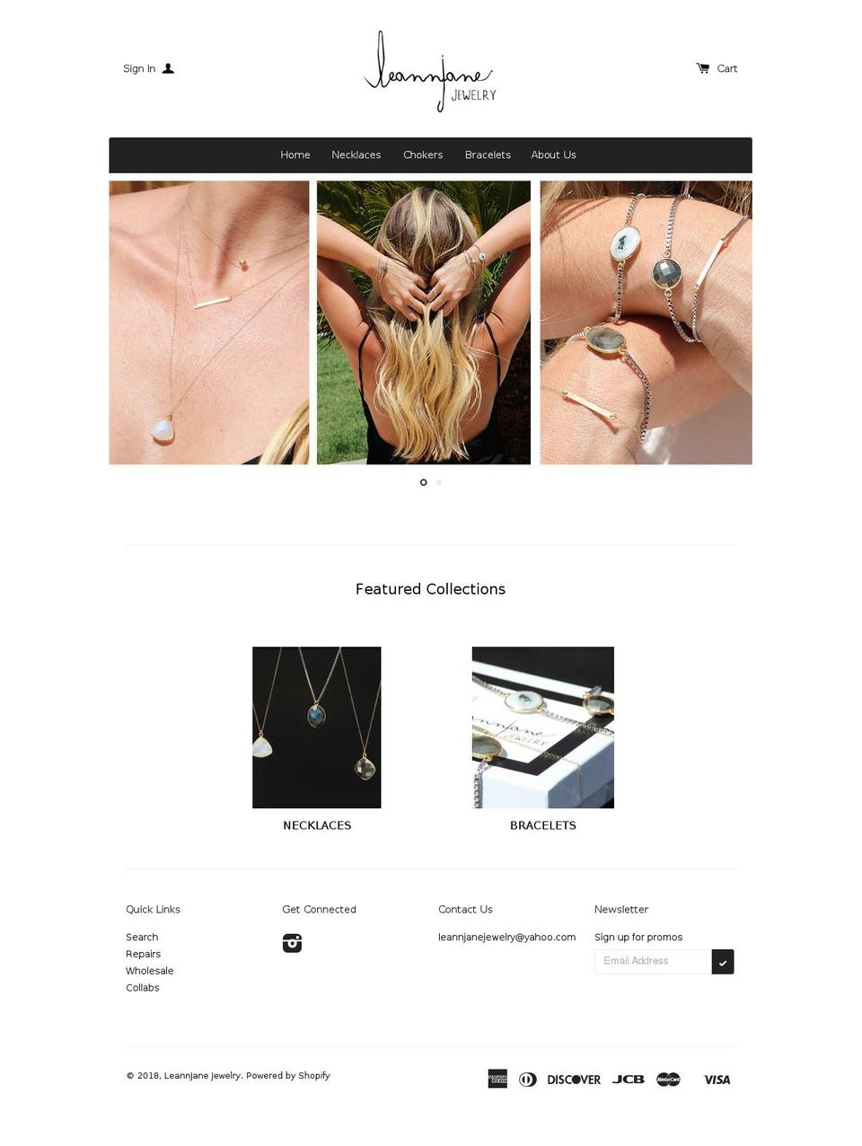 leannjanejewelry.com shopify website screenshot