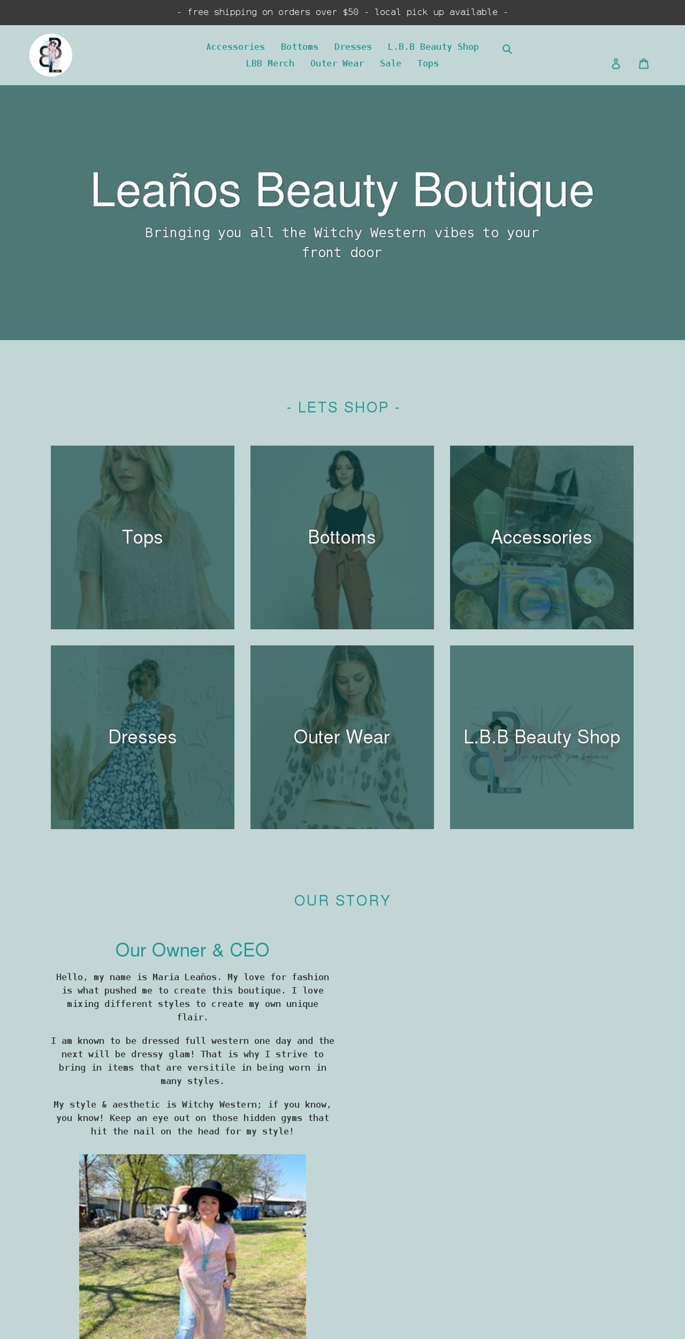 leanosbeautyboutique.com shopify website screenshot