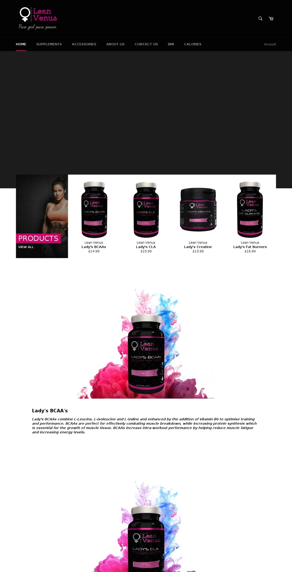 leanvenus.co.uk shopify website screenshot