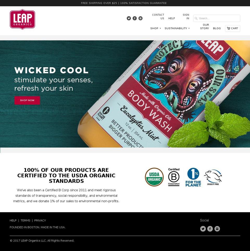 Palo Alto Shopify theme site example leaporganics.com