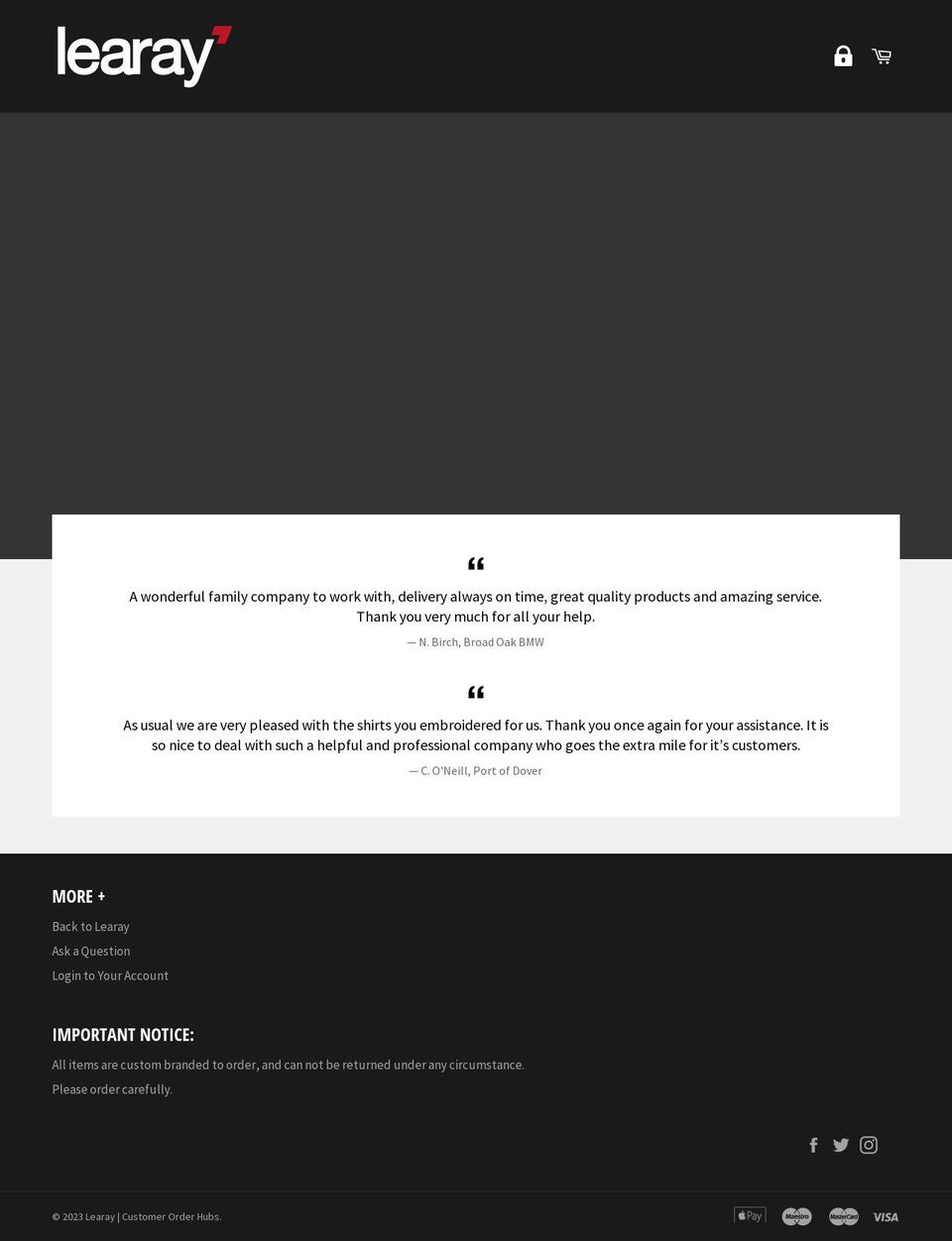 learaywrk.co.uk shopify website screenshot